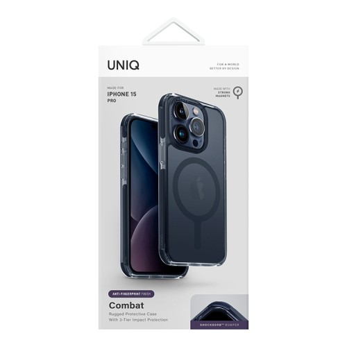 Uniq для iPhone 15 Pro чехол Combat AF Smoke Blue (MagSafe)