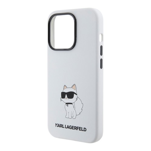 Karl Lagerfeld для iPhone 15 Pro Max чехол Liquid silicone NFT Choupette Hard White