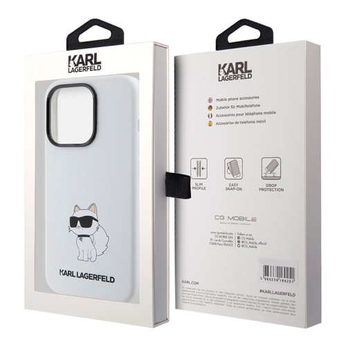 Karl Lagerfeld для iPhone 15 Pro Max чехол Liquid silicone NFT Choupette Hard White