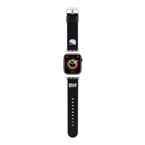 Hello Kitty для Apple Watch 42-41-40 mm ремешок PU Grained leather 3D Rubber Kitty Head Black