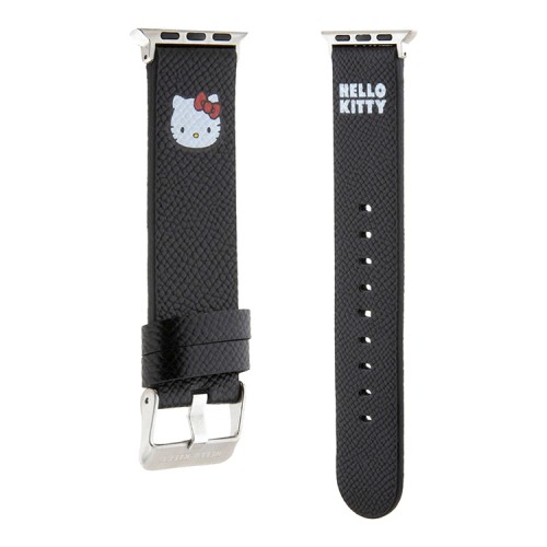 Hello Kitty для Apple Watch 42-41-40 mm ремешок PU Grained leather 3D Rubber Kitty Head Black