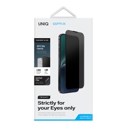 Uniq стекло для iPhone 15 Pro Max OPTIX Privacy (Антишпион) Clear/Black (+installer)