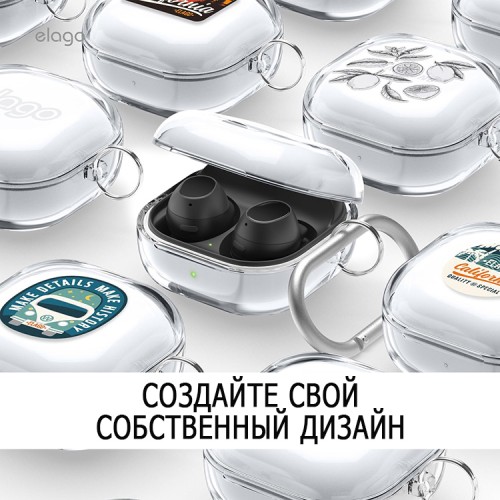 Elago для Galaxy Buds 2/FE/Live/Pro/Pro 2 чехол Clear Hang case Transparent