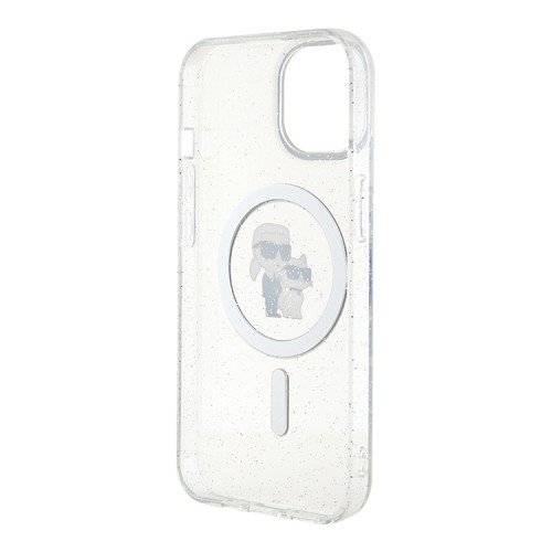 Karl Lagerfeld для iPhone 15 чехол PC/TPU NFT Karl&Choupette Hard Glitter Transp (MagSafe)
