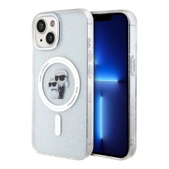 Karl Lagerfeld для iPhone 15 чехол PC/TPU NFT Karl&Choupette Hard Glitter Transp (MagSafe)