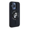 Karl Lagerfeld для iPhone 15 Pro чехол Liquid Silicone NFT Karl & Choupette Body Hard Black (MagSafe)