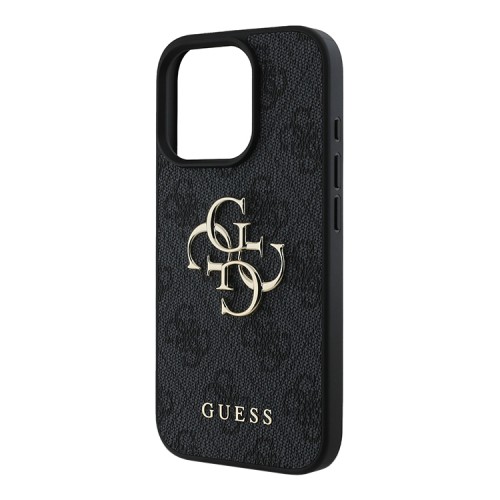 Guess для iPhone 16 Pro Max чехол PU кожа 4G Big metal logo Black