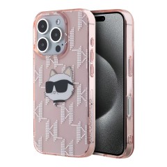 Karl Lagerfeld для iPhone 16 Pro чехол PC/TPU Monogram NFT Choupette Pink