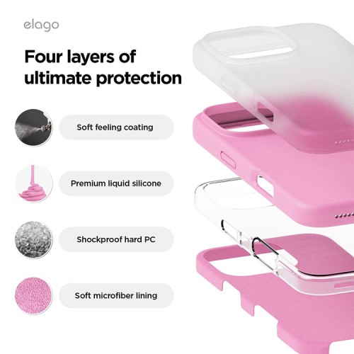 Elago для iPhone 16 Pro чехол Soft silicone (Liquid) Hot Pink