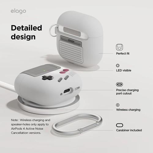 Elago для AirPods 4 чехол Unique AW5 Game console Hang case Light Grey