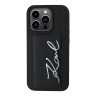 Karl Lagerfeld для iPhone 15 Pro Max чехол Cardslot PU Grained leather Metal Signature Hard Black