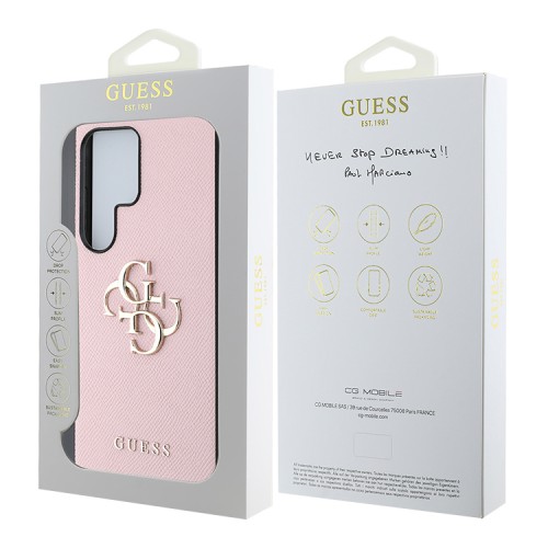 Guess для Galaxy S25 Ultra чехол PU Grained leather 4G Big metal logo Hard Pink
