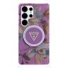 Guess для Galaxy S25 Ultra чехол PC/TPU Glitter Flowers Triangle logo Hard Purple (MagSafe)