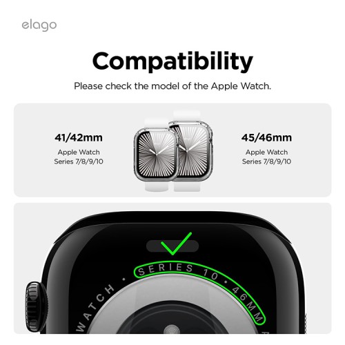 Elago для Apple Watch 42 mm (Series 10) чехол Clear Shield case+9H glass Clear
