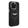 Aston Martin для iPhone 16 Pro чехол Liquid Silicone Grey Circle Metal Cam Hard Black (MagSafe)