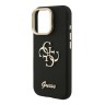 Guess для iPhone 16 Pro Max чехол PU Grained leather 4G Big metal logo and Camera Stand Hard Black