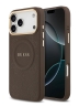 Guess для iPhone 17 Pro чехол PU Saffiano Peony Metal logo Gold camera Hard Brown (MagSafe)
