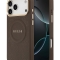Guess для iPhone 17 Pro чехол PU Saffiano Peony Metal logo Gold camera Hard Brown (MagSafe)