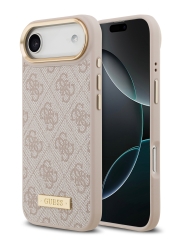 Guess для iPhone Air чехол PU 4G Plate metal logo and Gold camera Hard Pink (MagSafe)