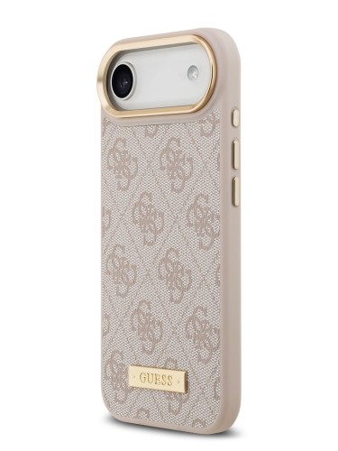 Guess для iPhone Air чехол PU 4G Plate metal logo and Gold camera Hard Pink (MagSafe)