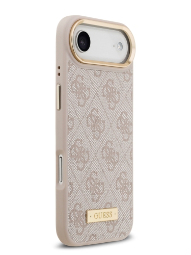 Guess для iPhone Air чехол PU 4G Plate metal logo and Gold camera Hard Pink (MagSafe)