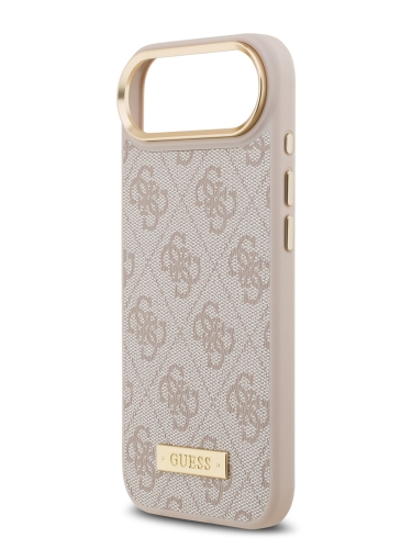 Guess для iPhone Air чехол PU 4G Plate metal logo and Gold camera Hard Pink (MagSafe)