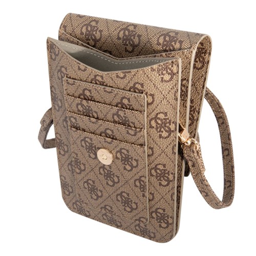 Сумка Guess Wallet Bag 4G Big metal logo для смартфонов, коричневая