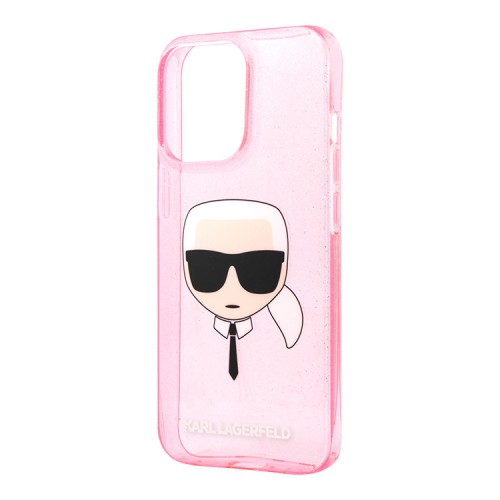 Чехол Karl Lagerfeld TPU Glitters Karl's head Hard для iPhone 13 Pro, розовый