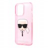 Чехол Karl Lagerfeld TPU Glitters Karl's head Hard для iPhone 13 Pro, розовый