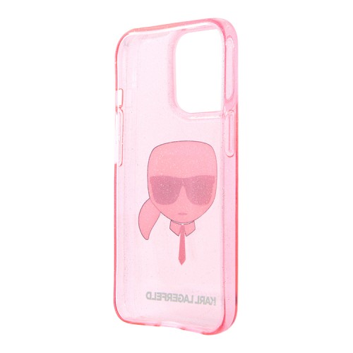 Чехол Karl Lagerfeld TPU Glitters Karl's head Hard для iPhone 13 Pro, розовый