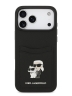 Karl Lagerfeld для iPhone 17 Pro чехол PU Saffiano NFT Karl & Choup metal with Cardslot  Hard Black