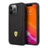 Кожаный чехол Ferrari Curved with metal logo Hard для iPhone 13 Pro, черный