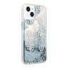 Чехол Guess Liquid Glitter Peony Hard для iPhone 13, голубой