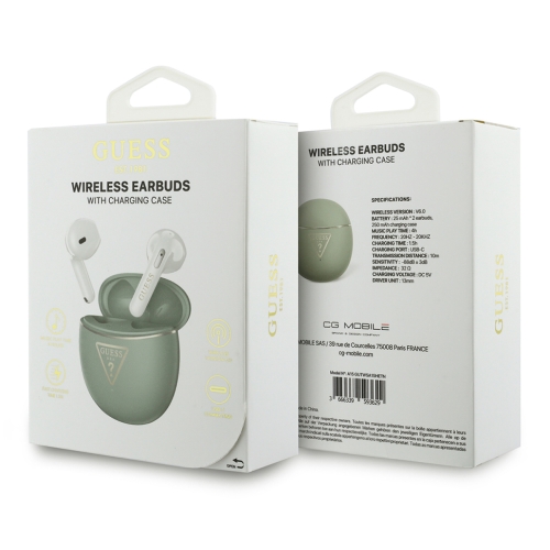 Guess Наушники TWS Bluetooth Round with Printed Triangle logo Khaki