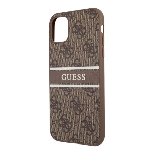 Чехол Guess 4G Stripe printed logo Hard для iPhone 11, коричневый