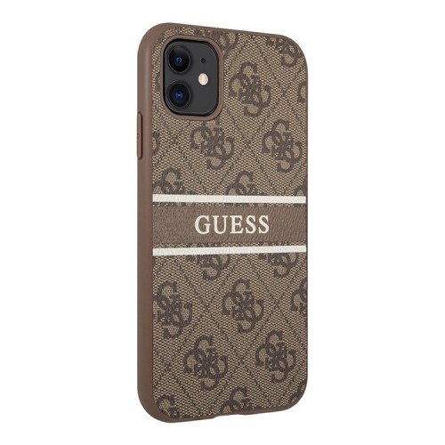 Чехол Guess 4G Stripe printed logo Hard для iPhone 11, коричневый