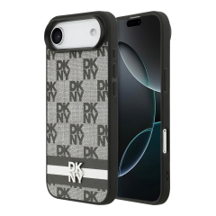 DKNY для iPhone Air чехол PU Checkered Printed stripes Metal logo Hard Black