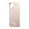 Чехол Guess PU 4G Plate metal logo Hard для iPhone 13, розовый (Magsafe)