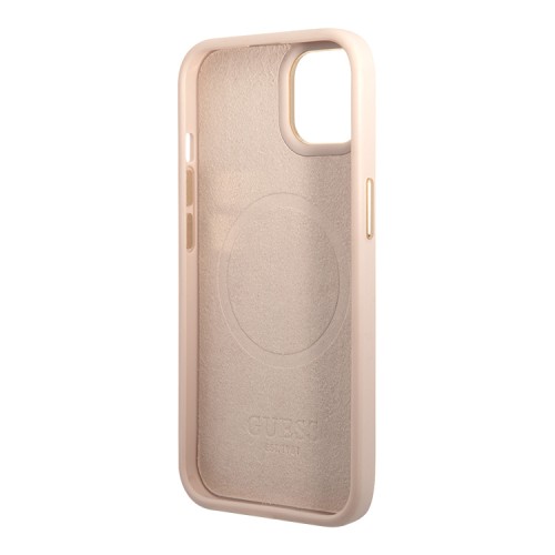 Чехол Guess PU 4G Plate metal logo Hard для iPhone 13, розовый (Magsafe)