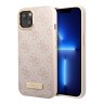 Чехол Guess PU 4G Plate metal logo Hard для iPhone 13, розовый (Magsafe)