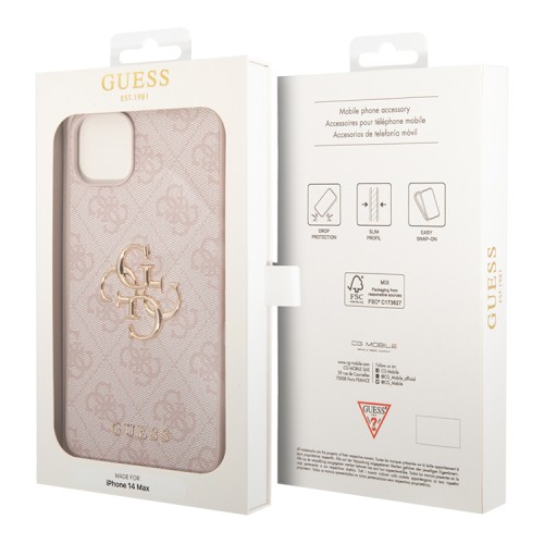 Чехол Guess 4G Big metal logo Hard для iPhone 14 Plus, розовый