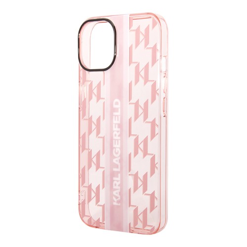 Чехол Lagerfeld Monogram w Vertical logo Hard для iPhone 14, розовый