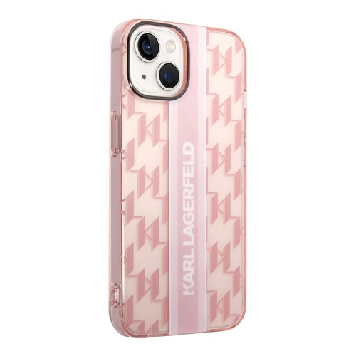 Чехол Lagerfeld Monogram w Vertical logo Hard для iPhone 14, розовый