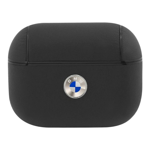 Чехол BMW Signature leather with Metal logo для AirPods Pro, черный (BMAPSSLBK)