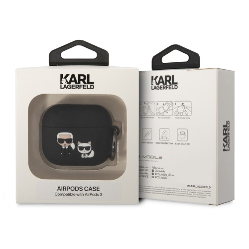 Чехол Lagerfeld Silicone case with ring Karl & Choupette для Airpods 3 (2021), черный