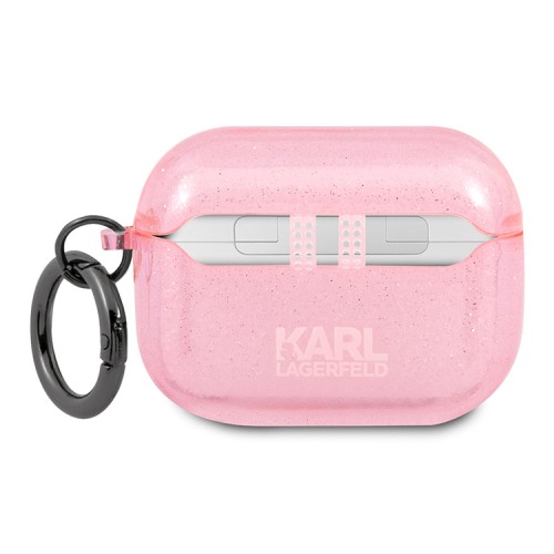 Чехол Karl Lagerfeld TPU Glitters with ring Choupette Transparent для Airpods Pro, розовый