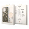 Комплект Guess Bundle чехол 4G MagSafe для iPhone 14 Pro Max + зарядное Magsafe wireless charger, коричневый/золотой