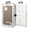 Чехол Guess PU 4G Plate metal logo Hard для iPhone 14 Plus, коричневый (Magsafe)