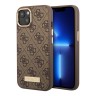 Чехол Guess PU 4G Plate metal logo Hard для iPhone 14 Plus, коричневый (Magsafe)