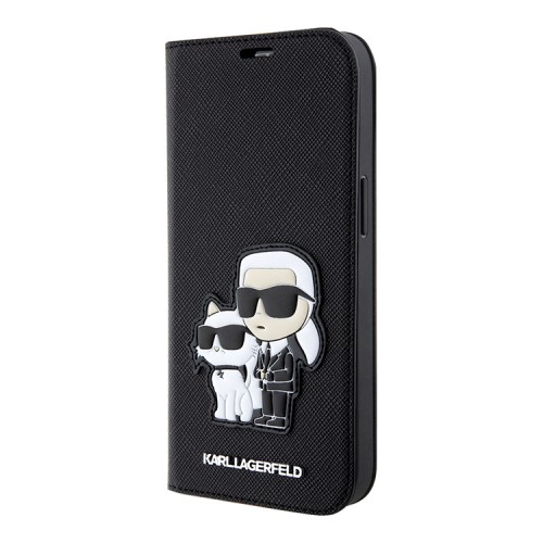Чехол Lagerfeld PU Saffiano NFT Karl & Choupette Booktype для iPhone 14, черный